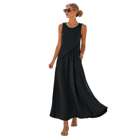 Summer Maxi Dress Short Sleeve V Neck A Line Swing Dress Casual XL