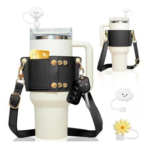 Bezaha Stanley Tumbler Holder, Water Bottle Holder, Fits 800ml - 1200ml, Straw Cap Compatible, Includes Dustproof Cover, 3-Way Shoulder Strap, Compati