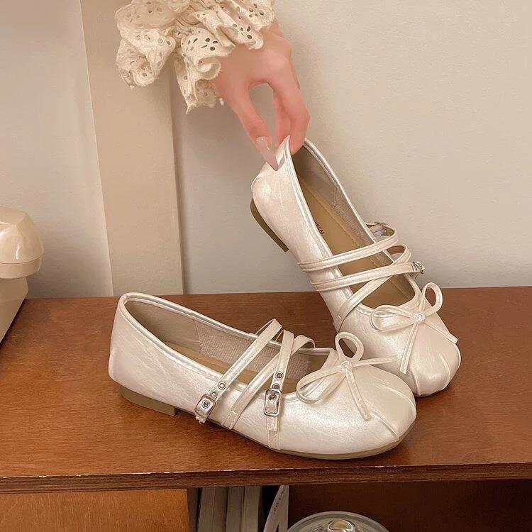 Streetwear Silver Women Mary Jane Flat Shoes Double Strap Buckle Internal Elevation Shoes Ladies Comfort Daily Walking Loafers