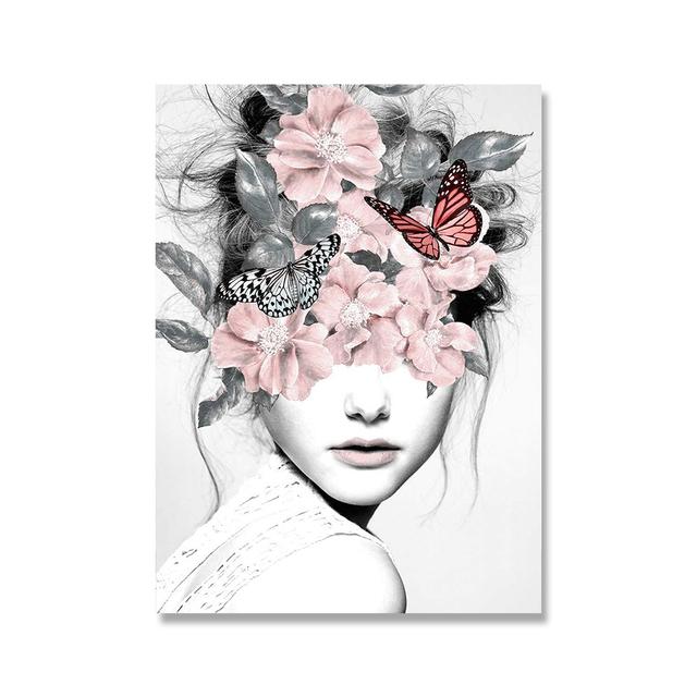 

Скандинавский современный цветочный бабочка для женщины, абстрактный модный стиль, холст, живопись, художественный принт, плакат, картина, настенная гостиная, домашний декор 21cm×30cm NoFrame