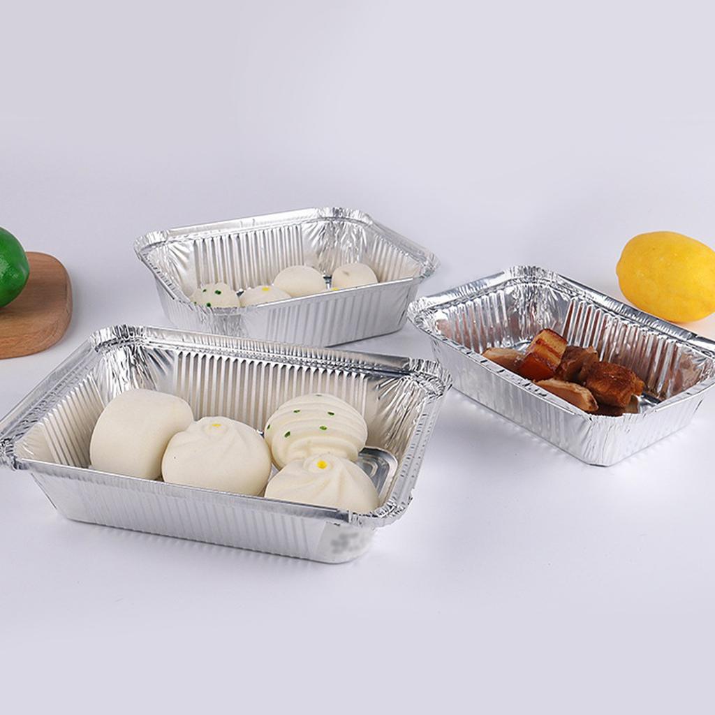 Disposable Tin Foil Box with Lid Outdoor Barbecue Baking Oven Tin Foil Bowl