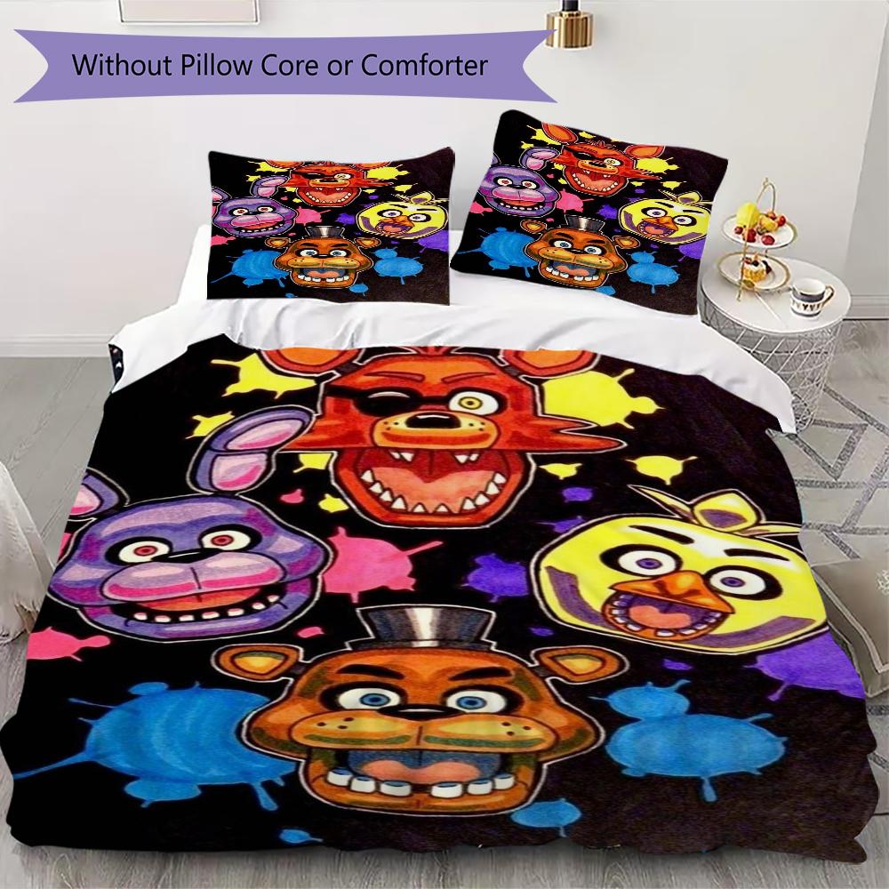 Five Nights Freddy'S Animatronic-Köpfe Dreiteiliges Set Ohne Kern 1 Bettbezug 2 Kissenbezug Ohne Kern Weihnachts-Geburtstagsgeschenk