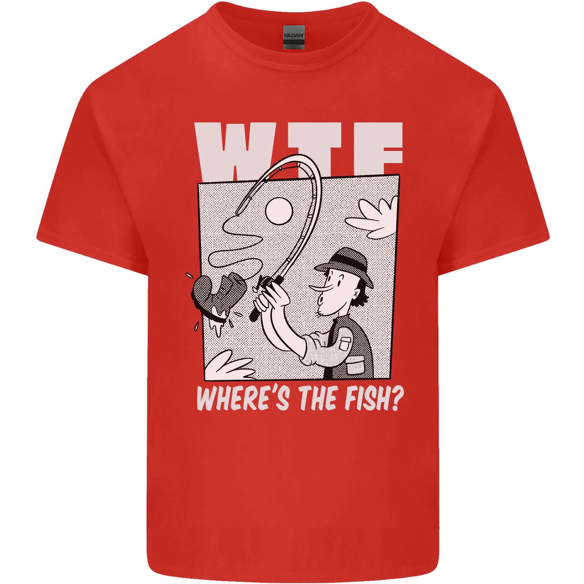 Wheres the Fish WTF Funny Fishing FisherUnisex Unisexs Light Cotton TShirt S