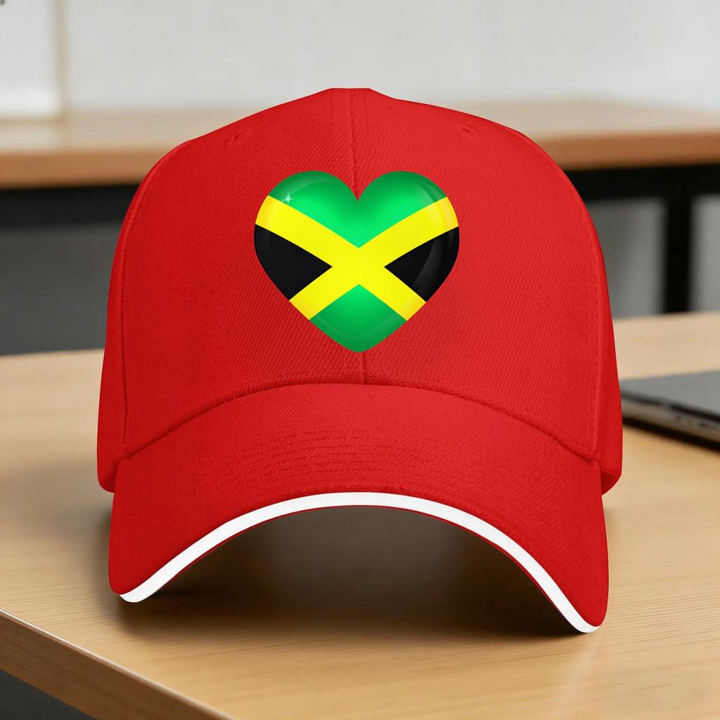 Jamaica Large Heart Flag Sun Baseball Cap Spring Classic Hip Hop Hats For Women Unisex Outdoor Sport Baseball Caps