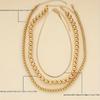 3PC Multilayer Flat Snake Chain Necklace Women Vintage Beads Golden Beaded Necklaces Girls Party Fashion Zircon