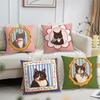 Cute Caroon Cat Portrait Photo Frame Art Cushion Cover For Pillow Printing Sofa Decoration Home Car Room Office NordicSimplicity