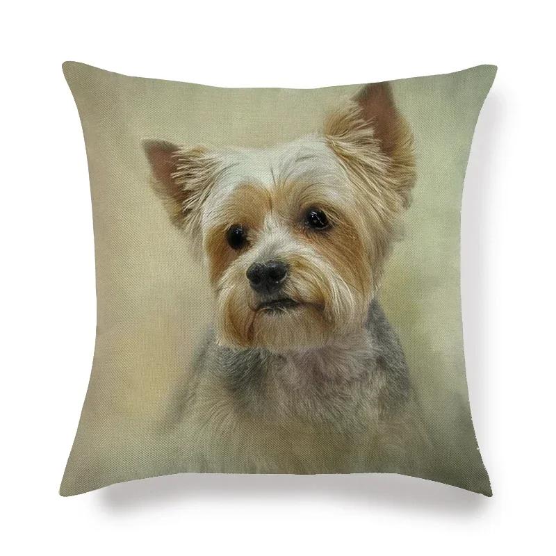 45cm*45cm Yorkshire dog  linen throw pillow covers couch cushion cover home decorative pillow covers