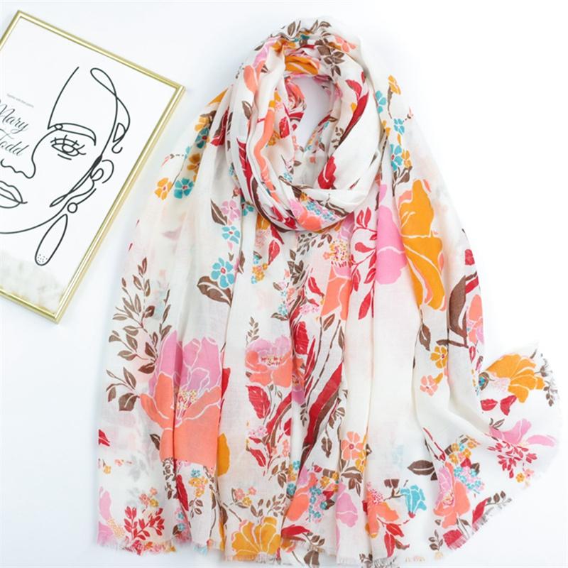 

Fashion Brand Spain Garden Shimmer Floral Fringe Viscose Shawl Scarf Print Soft Pashmina Hijabs and Wraps Bufandas Muslim Sjaal