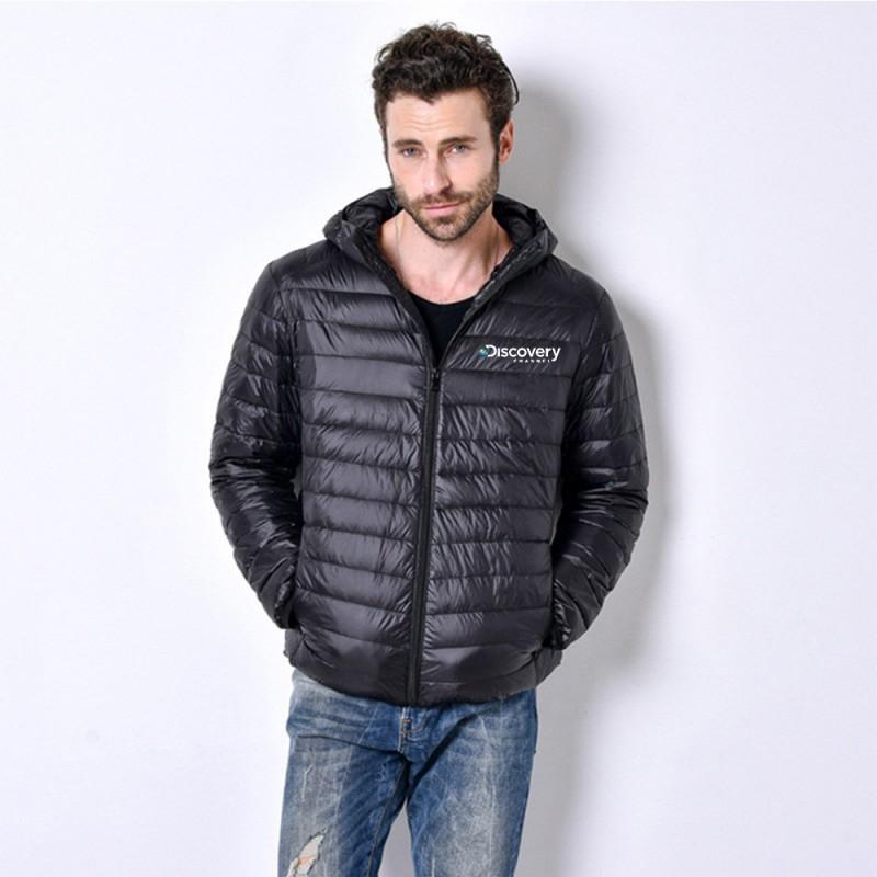 Mens Lightweight Hooded Stand Collar Short Cotton Jacket Casual Winter Portable Coat