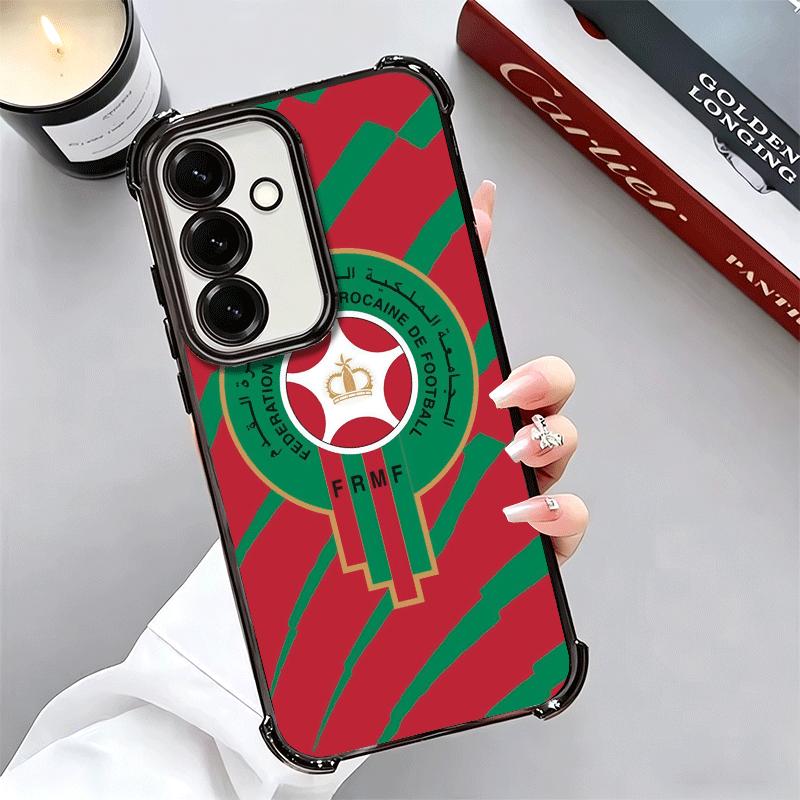 Morocco Flag Plating Phone Case For Samsung A17 A07 A37 A57 A16 A56 A15 A55 A14 A54 A13 A53 A26 A36 A25 A35 A24 A34 A23 A33