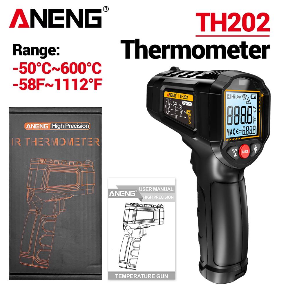 Professional ANENG TH202 Infrared Thermometer Non-contact -50℃~600℃ Digital Laser Temperature Meter LCD Display Portable  Pyrometer Point Gun Tester