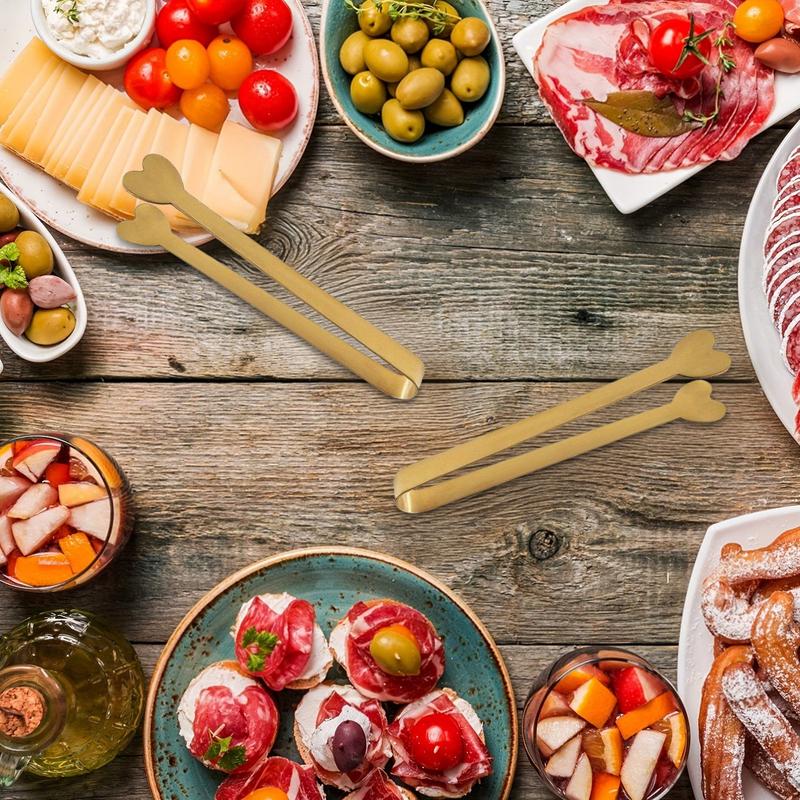 Food Tongs For Ice Non Stick Sugar Cubes Tongs Creative Heart-Shaped Design Smooth Locking Kitchen Supplies Food Grabber For