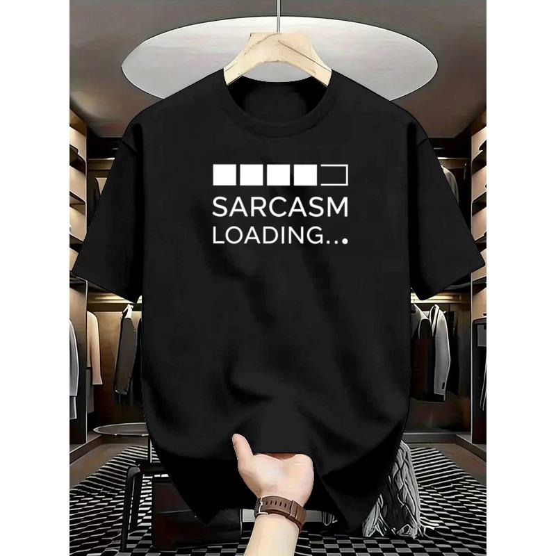 European Sizes "Sarcasm Loading..." Men'S T-Shirt | Tech-Style Progress Bar Print Design, Breathable, Summer, Machine-Washable, Regular-Fit