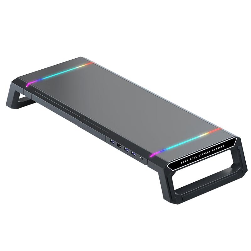 ICE COOREL Monitor- & Laptop-Erhöher mit USB-Hub und RGB-Beleuchtung