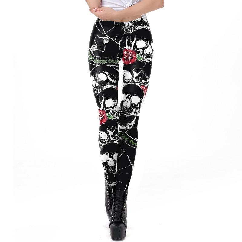 Halloween Pants Fashion Printed Stretch Leggings Pumpkin Head Skull Rack Digital Printed Small Foot Leggings