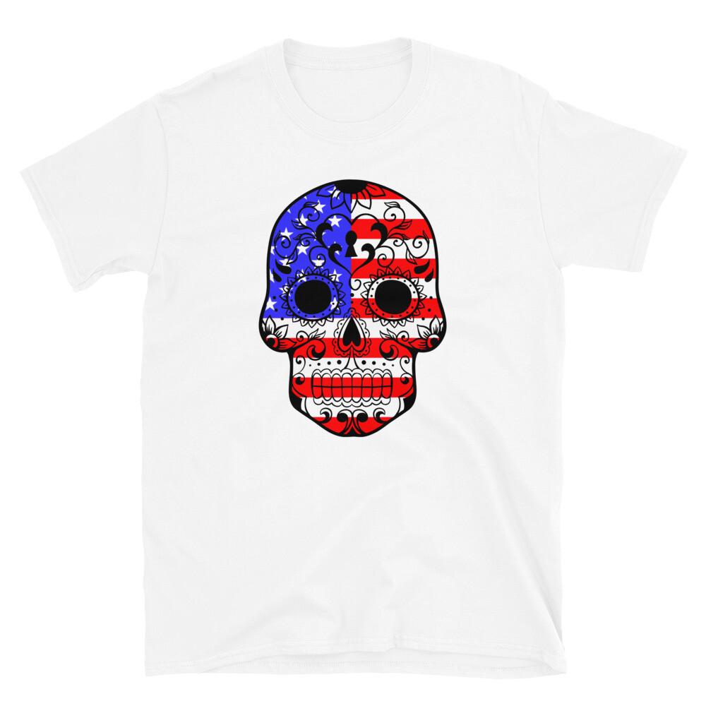 Skull Trippy Hippie American USA Flag T-Shirt S разноцветный