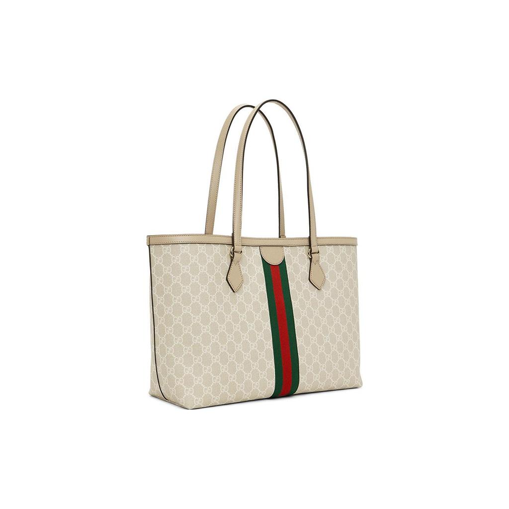 GUCCI Canvas Tote Bag, Shopping Bag, Handbag, Shoulder Bag Medium Unisex Beige White