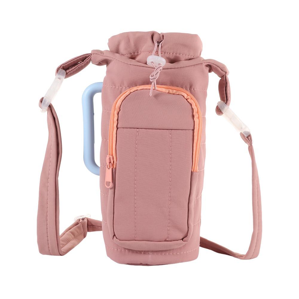 

New Water-resistant Water Bottle Holder Bag with Strap Portable Insulating Cup Sleeve Large Capacity Gym Accessories for Women темно-розовый