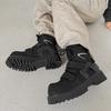 Niche autumn new Velcro Martin boots functional wind deconstruction high-top locomotive wind boots heightening boots