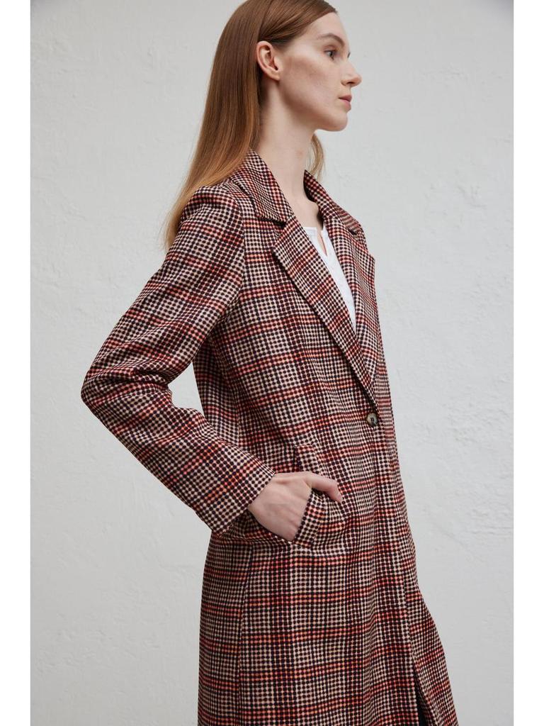 Manteau Épais Rétro à Carreaux Automne 2024 pour Femmes