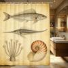 Glowing Purple Jellyfish Deep Sea Coral Oil Painting Waterproof Shower Curtain for Bathroom Decor