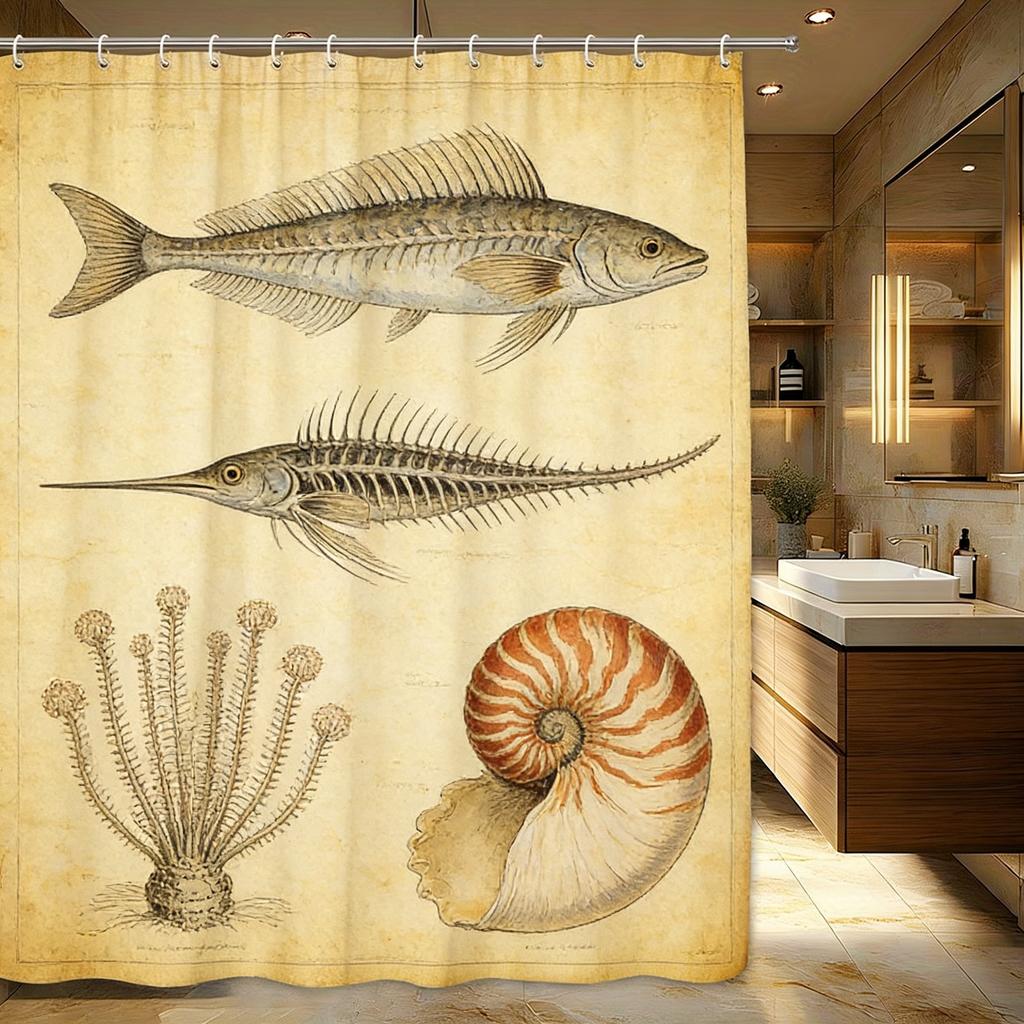 Glowing Purple Jellyfish Deep Sea Coral Oil Painting Waterproof Shower Curtain for Bathroom Decor