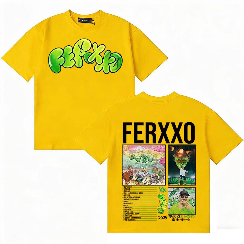 Singer Feid FERXXO CALIPSIS Concert Merch Tshirt Unisex Women Summer T Shirt Teenagers Cotton Oversized Crewneck Tshirt Streetwear