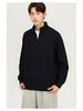 Men's 2025 Winter Black Fleece-Lined Half-Zip Stand Collar Sweatshirt