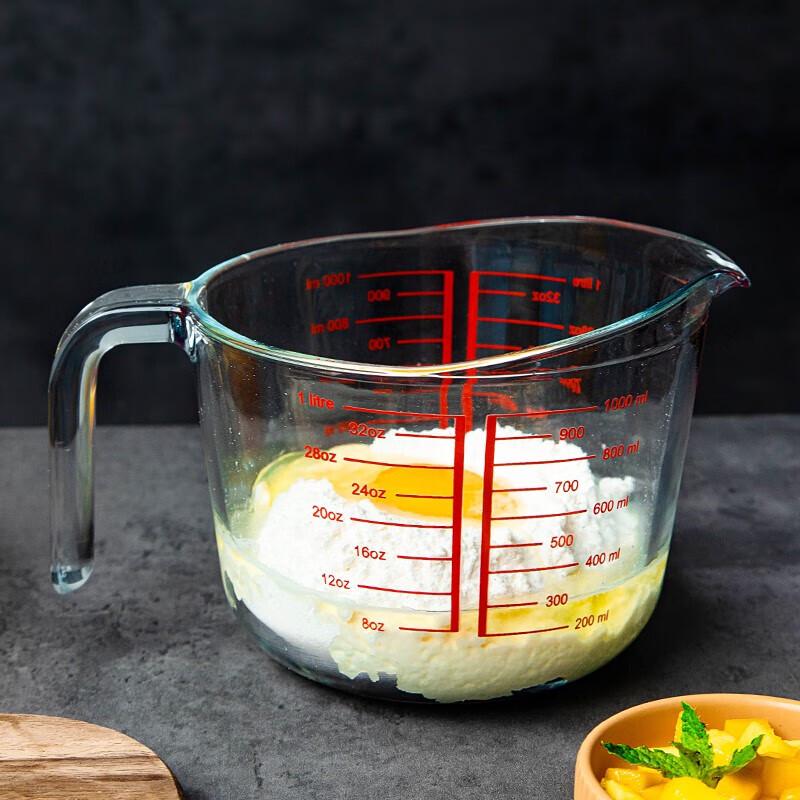 Taixige 1000ml Tempered Glass Graduated Milk & Measuring Cup