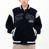 Anta Lifestyle Series Letter Color Block Single-Breasted Thick Long Sleeve Baseball Jacket Unisex jackets Deep-Navy 152348710-2