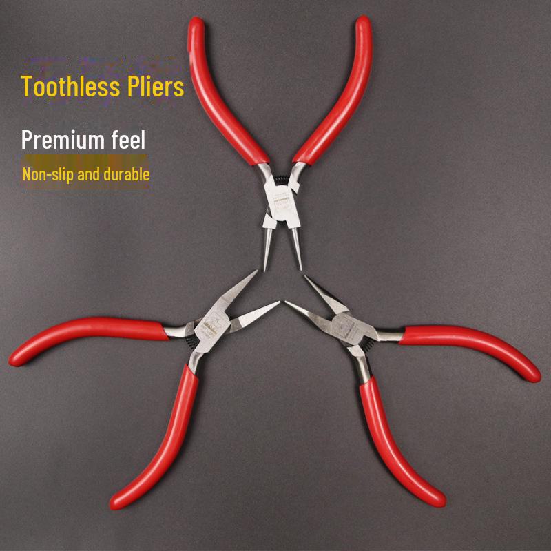 Toothless Spring Pliers for Jewelry Making - Red Handle, 130mm, Suitable for Gold, Silver, and Copper Wire Winding.
