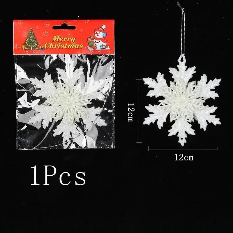 White Christmas Snowflake Decoration Plastic Snowflake Hanging Xmas Tree Craft for Home Party Decor New Year 2026 Gifts Ornament