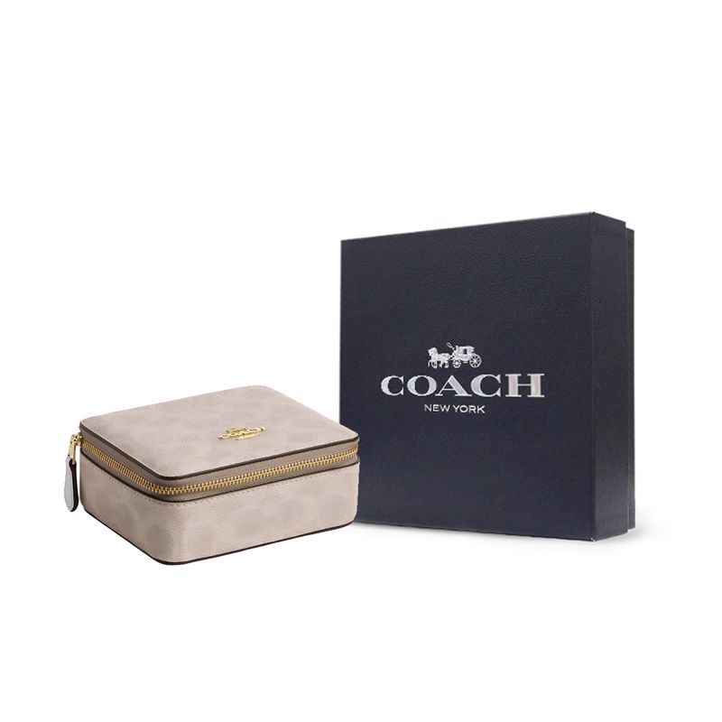 Coach Logo Zip Closure Canvas Travel