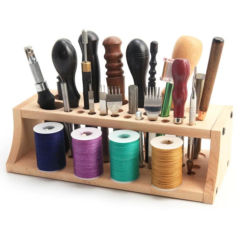 Thread Stand Rack Tool Stamp Stand Beech Rack Leather Holder DIY Storage Holder for Leather Craft Tool Set Tool Organization