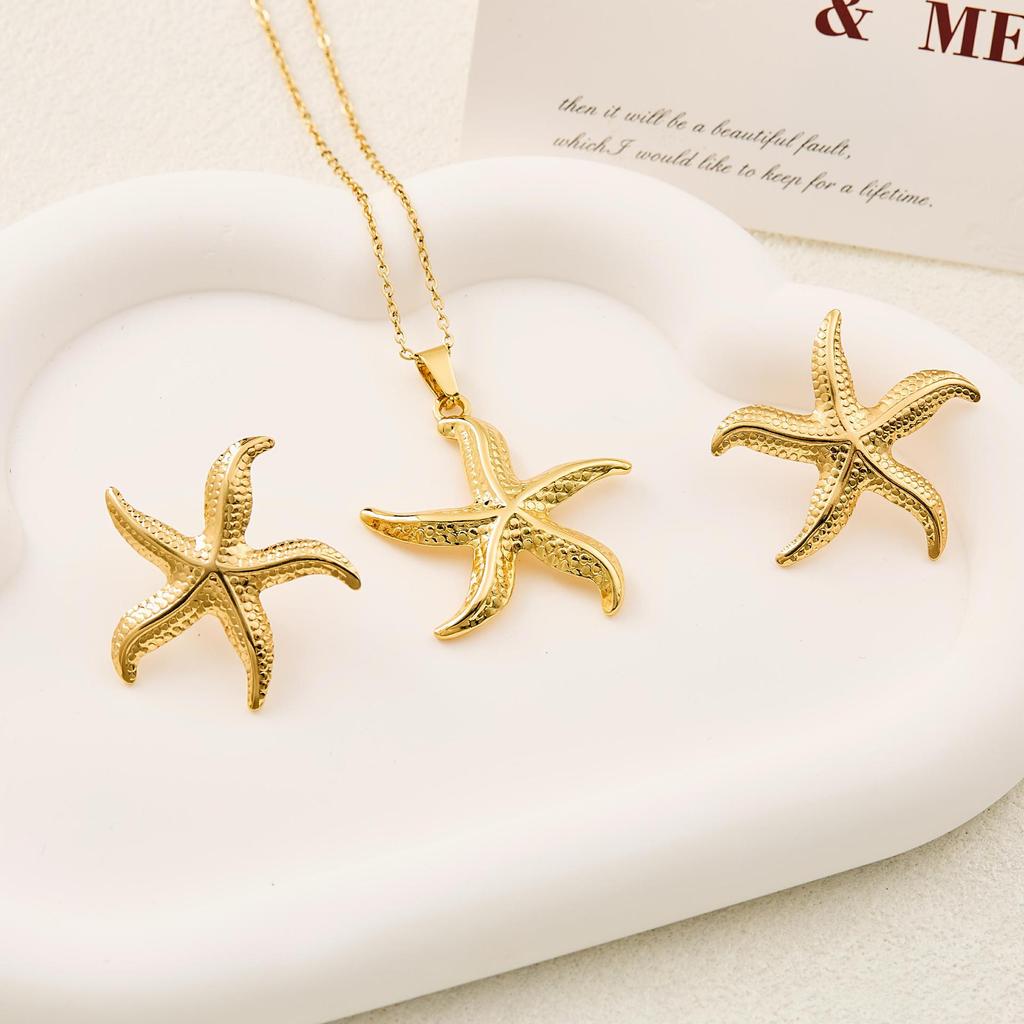 Stainless Steel Heart Necklace & Earring Set - European/American Style