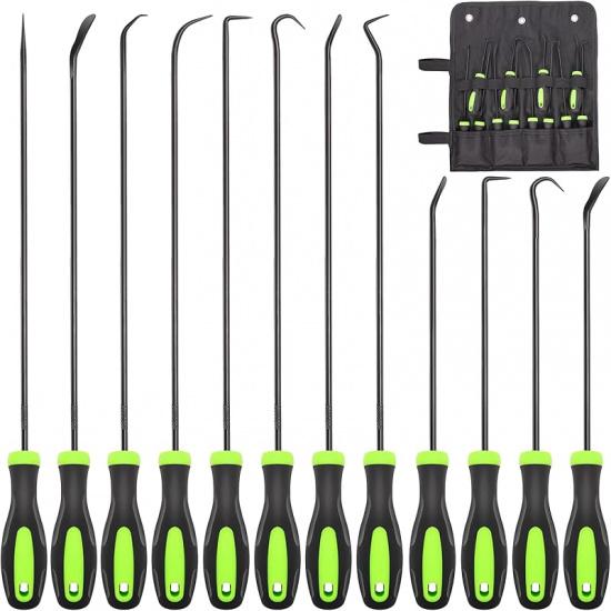 12PCS Automotive Hook And Pick Tool Set,Long & Mini Precision Puller Remover Tool Kit For Auto O-Ring,Seal & Gasket Removal,Mechanic Professional