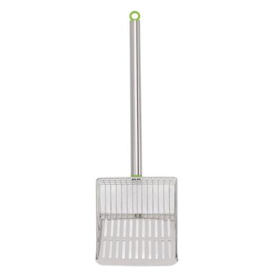 Chicken Poop Scooper Long Handle Stainless Steel Non Stick Slat Litter Sifting Shovel for Chicken Pet Cat Green