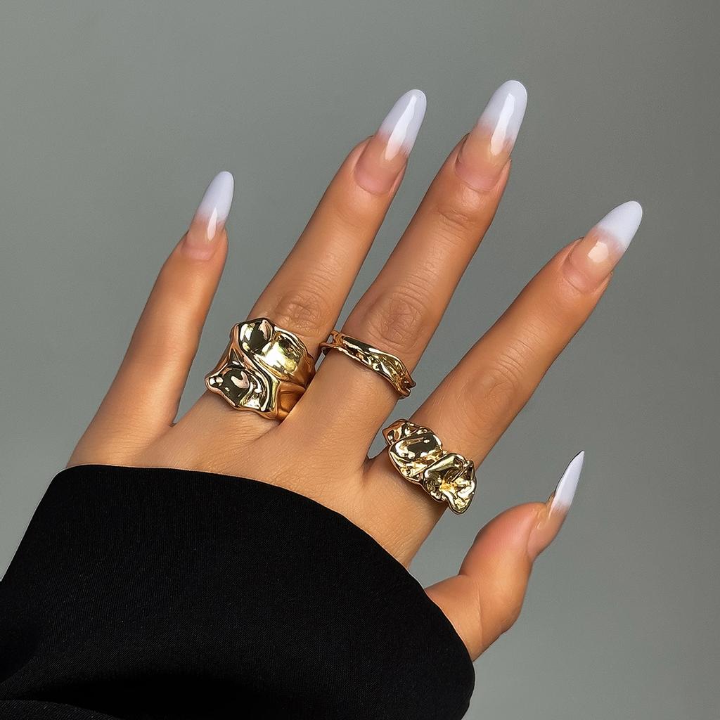 3 stk Vintage uregelmessig plissert åpen ring for kvinner menn Vintage punk flytende metall stil finger Y2K tilbehør mote smykker