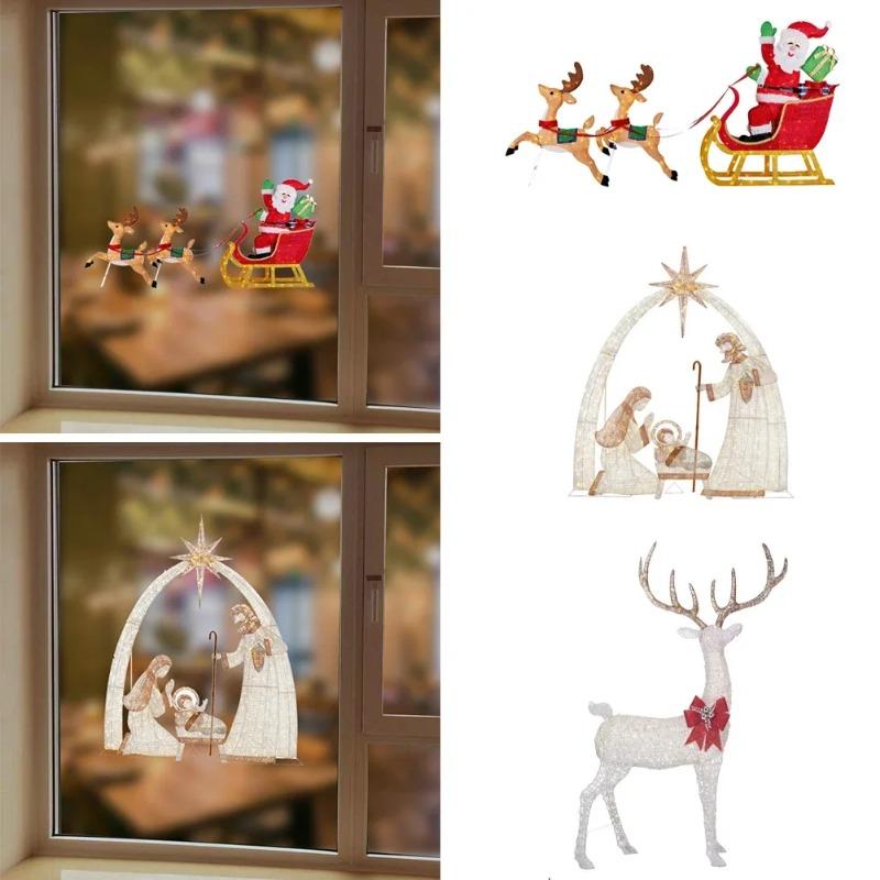 Christmas Wall Decal Jesus Nativity Story Window Sticker Xmas Decoration Sticker Christmas Home Party New Year Decor