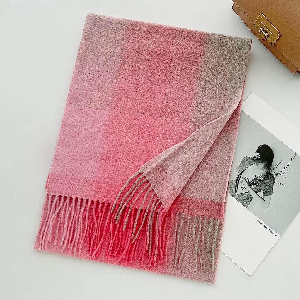 100% Pure Wool Scarf Female Winter Warm Cashmere Shawl Checkerboard Couple Accessory Outdoor Wrap Windproof Scarf