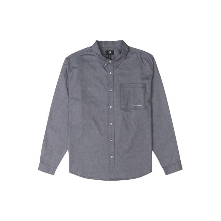 Converse Oxford Button Up Shirt Asia Sizing Grey Blue Men s 10024602-A05 XL