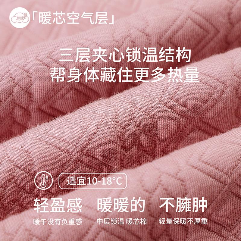 Pajamas Women'S Autumn And Winter Thickened Pure Cotton Long-Sleeved Sandwich Air Cotton Large-Size Warm Loungewear Set