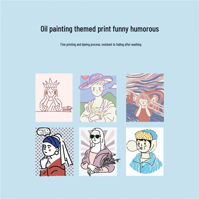 Giordano Women's Retro Oil Painting Print Cotton Long-Sleeve T-Shirt