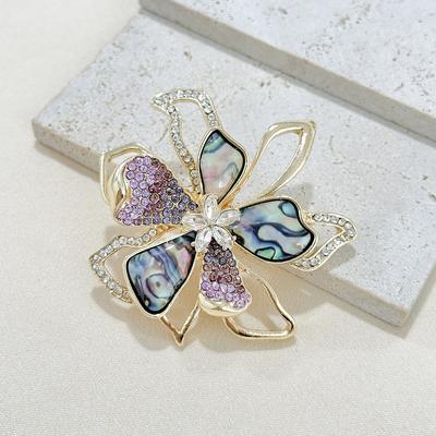 Pretty Flowers Brooches for Women Rhinestone Enamel Double-layer Plants Party Office Brooch Pin Gifts