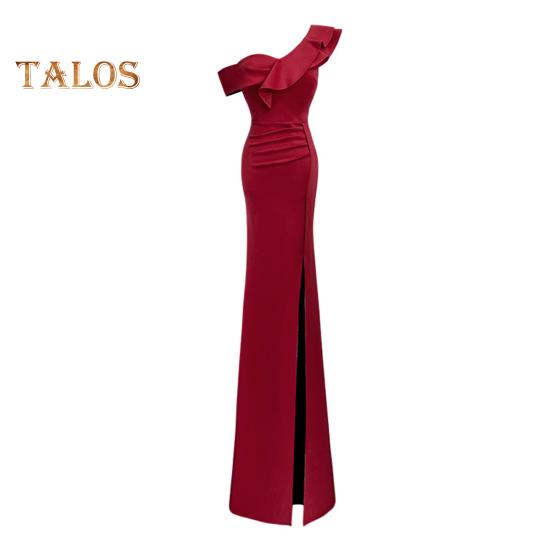 strapless open back dress Linen Blend Red Off Shoulder Midi Dress - All Dresses