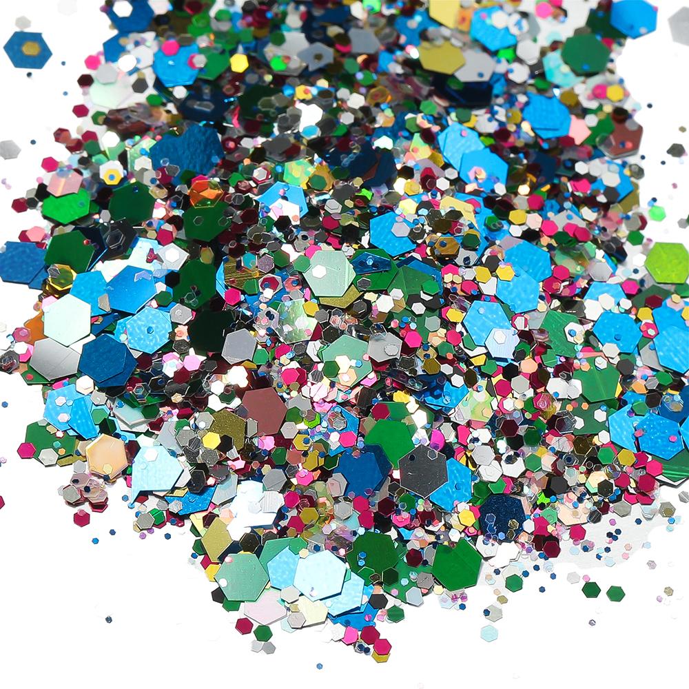 4 Flessen/Set Holografische Zeshoekige Grove Glitter Epoxy Hars Vulvlokken Laser Pailletten voor DIY Epoxy Hars Nagelkunst Vullingen
