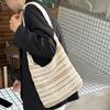 Casual Shoulder Bag Women's Autumn and Winter New Fashion Bucket Bag Hollow Large Capacity Underarm Bag Woven Bag
