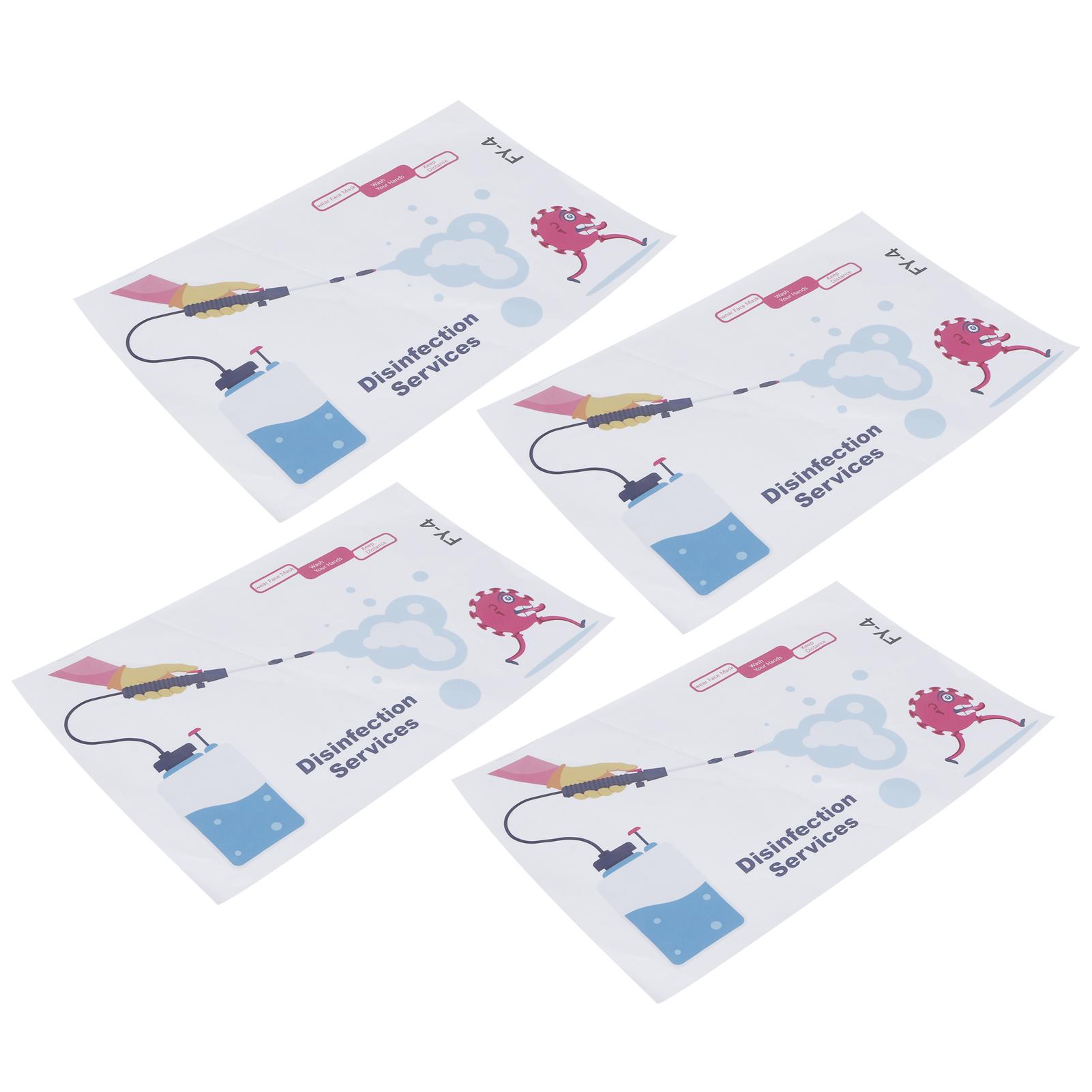 

4Pcs English Warning Advertising Window Background Wall Sticker Warning Sign Glass Wall Decal