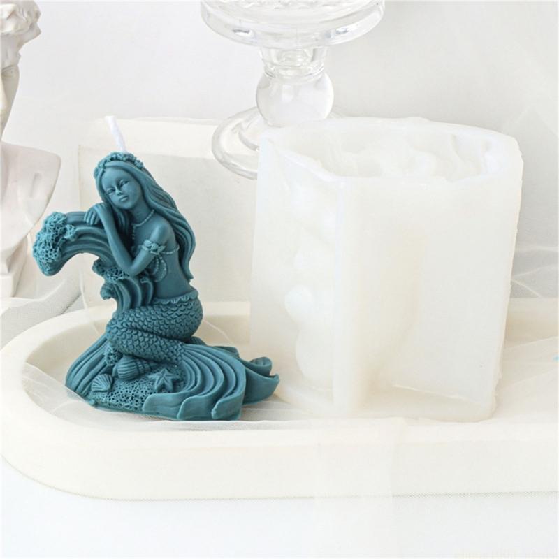 QX2E Silicone Mold Large Oceanid Mermaid Resin Mould DIY Shell Conch Soap Mold