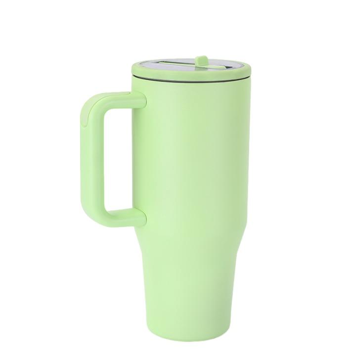 Custom Logo 40oz Stainless Steel Vacuum Insulated Travel Car Beer Coffee Mug Cup Double Walled Tumbler With Flip Straw Handle